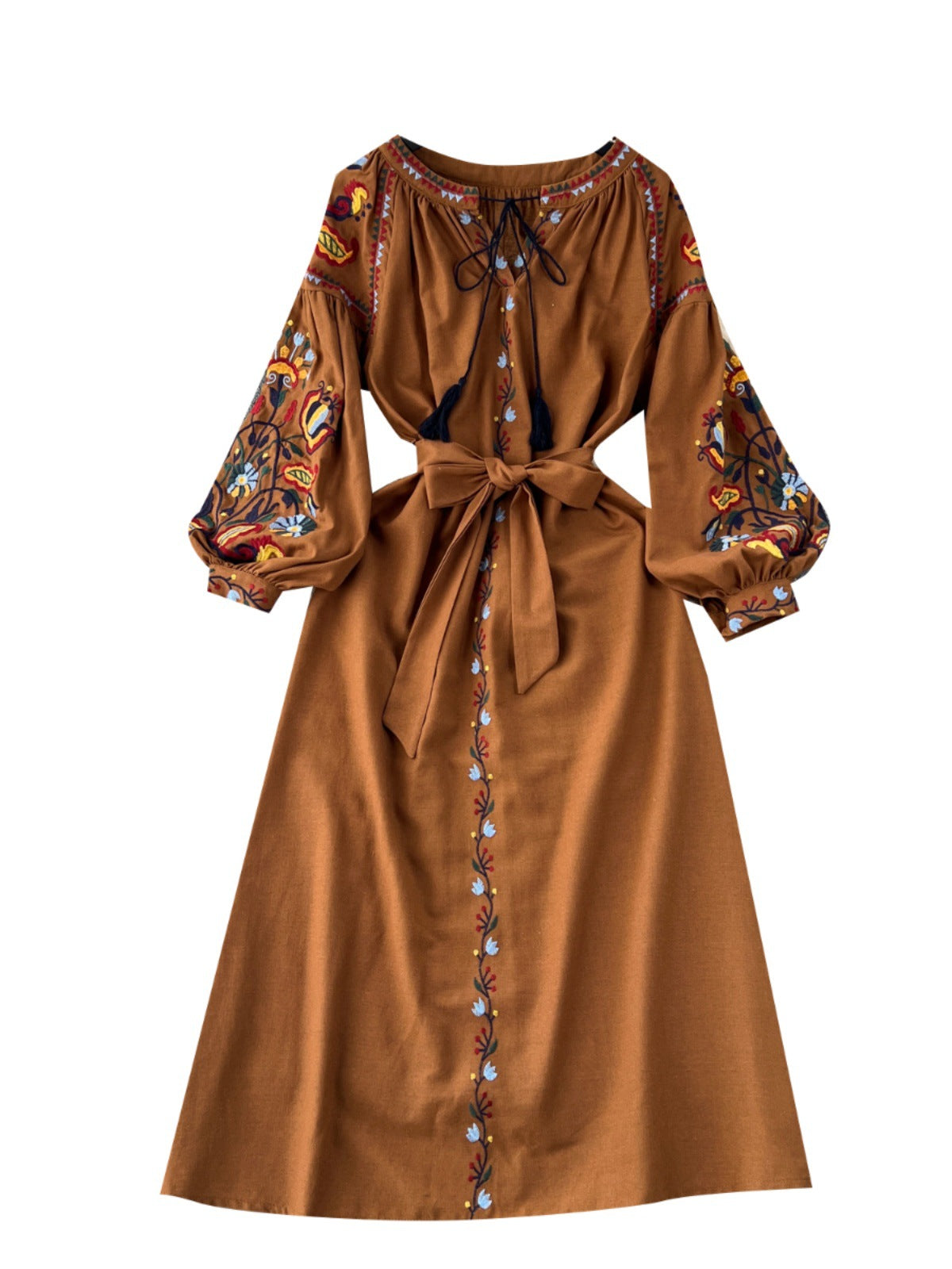 Women's Q Bohemian Dress Autumn Vintage Embroidered Dresses