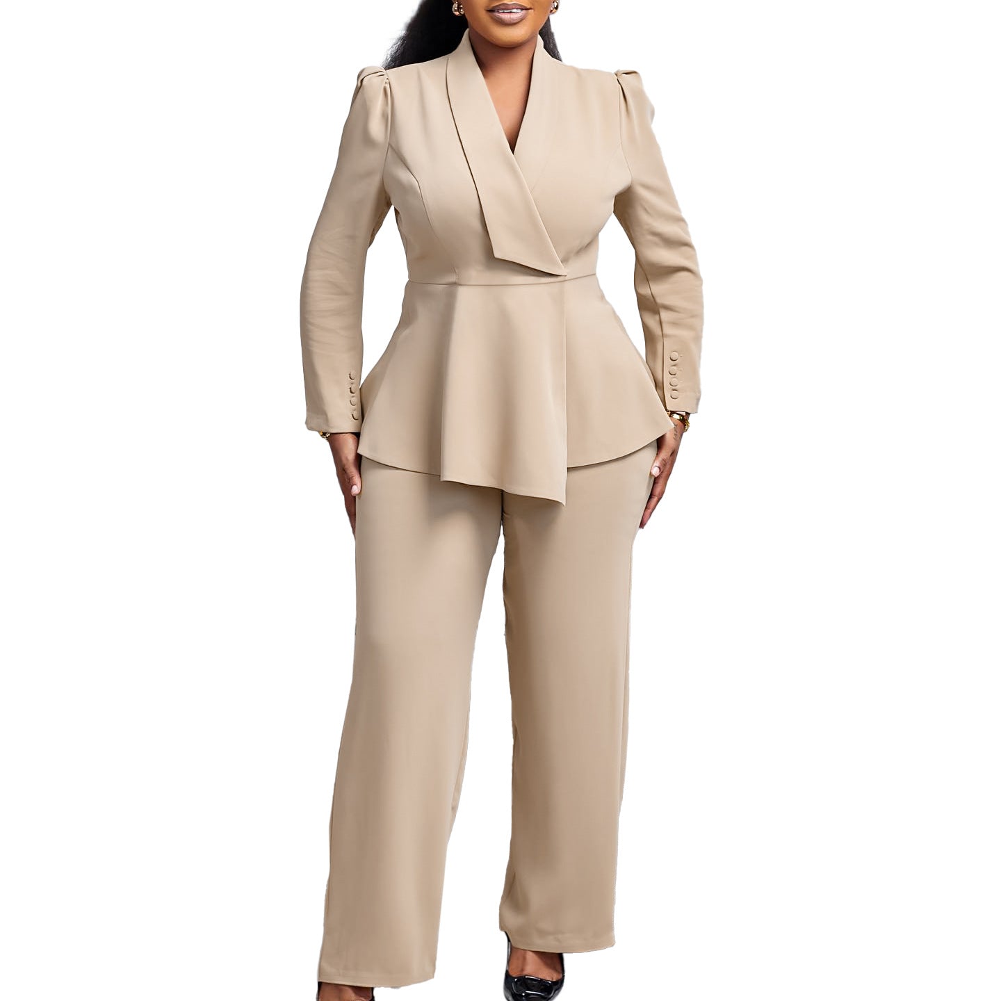 Women's Winter Fashion Elegant Ruffle Wide Leg Suits