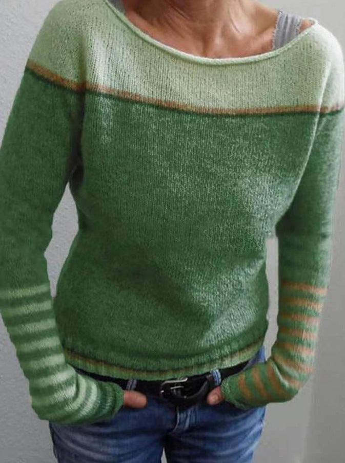 Women's Round Neck Multicolor Loose Fashion Pullover Sweater
