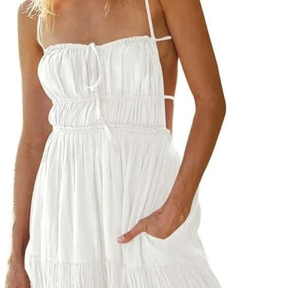 Dress Fashion Sexy Strap Backless Pleating Dresses
