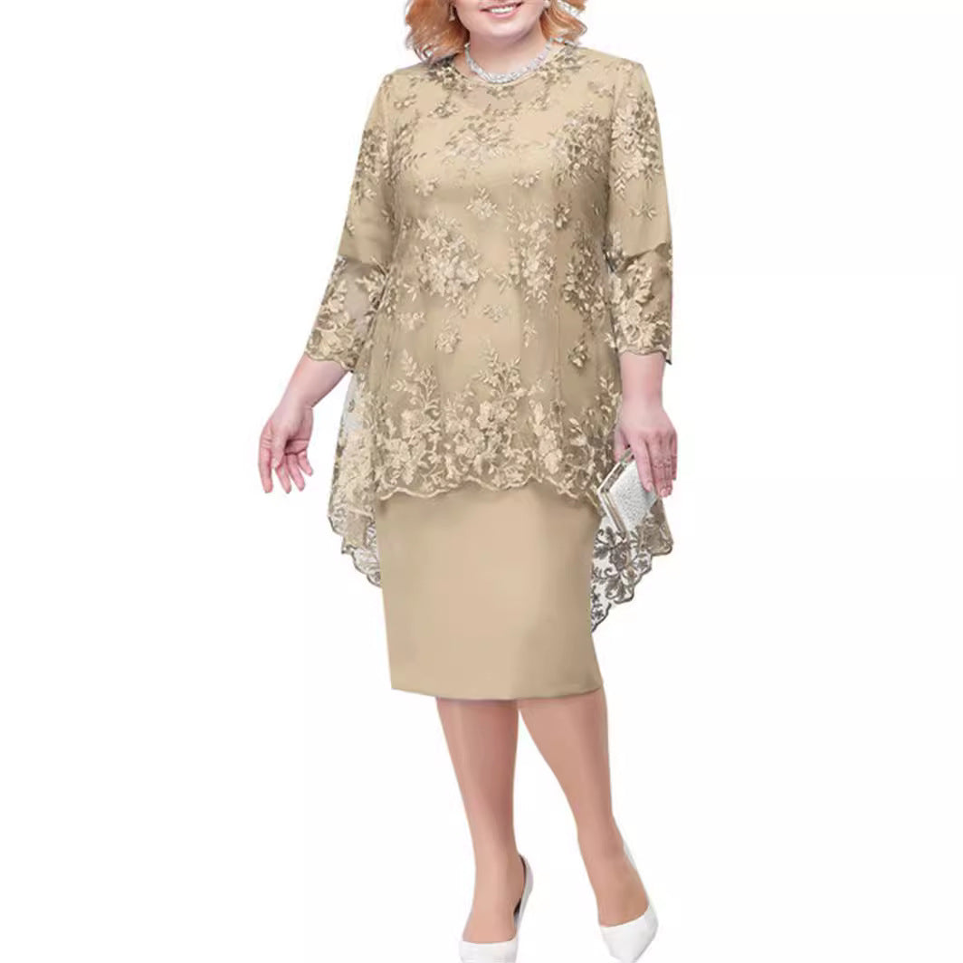 Women's Embroidery Two-piece Set Temperament Commute Slim Dresses