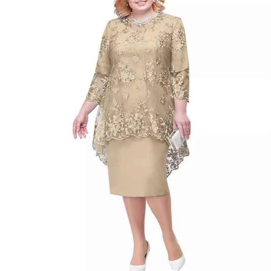 Women's Embroidery Two-piece Set Temperament Commute Slim Dresses