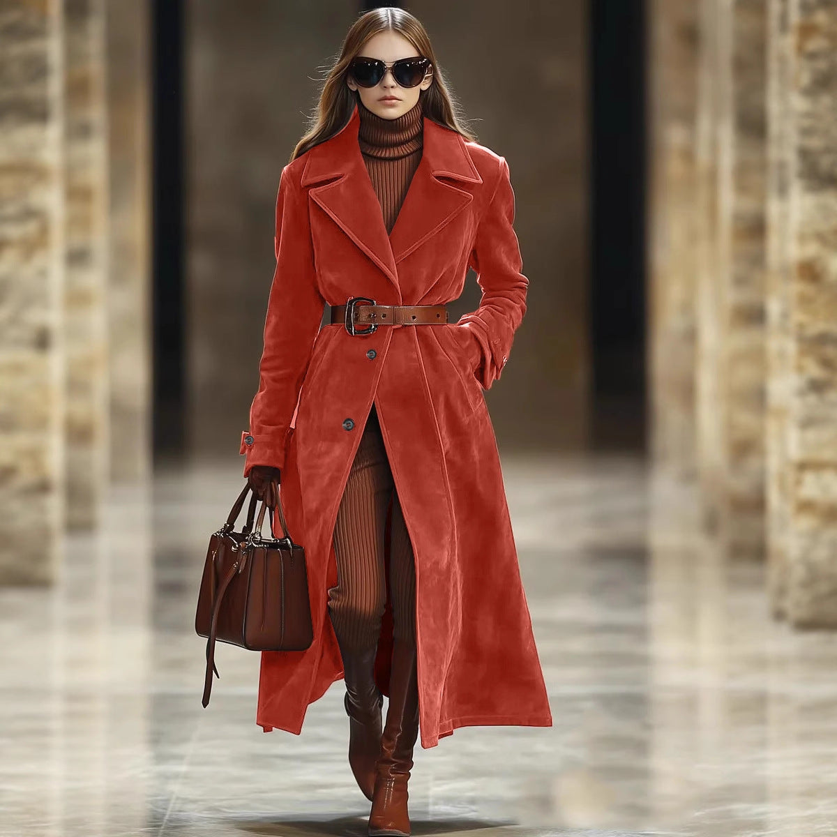 Women's Pure Color Thickened Long Overcoat Outerwear Coats