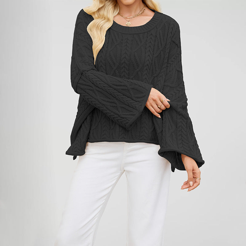 Women's Glamorous Cable Loose-fitting Solid Color Sweaters