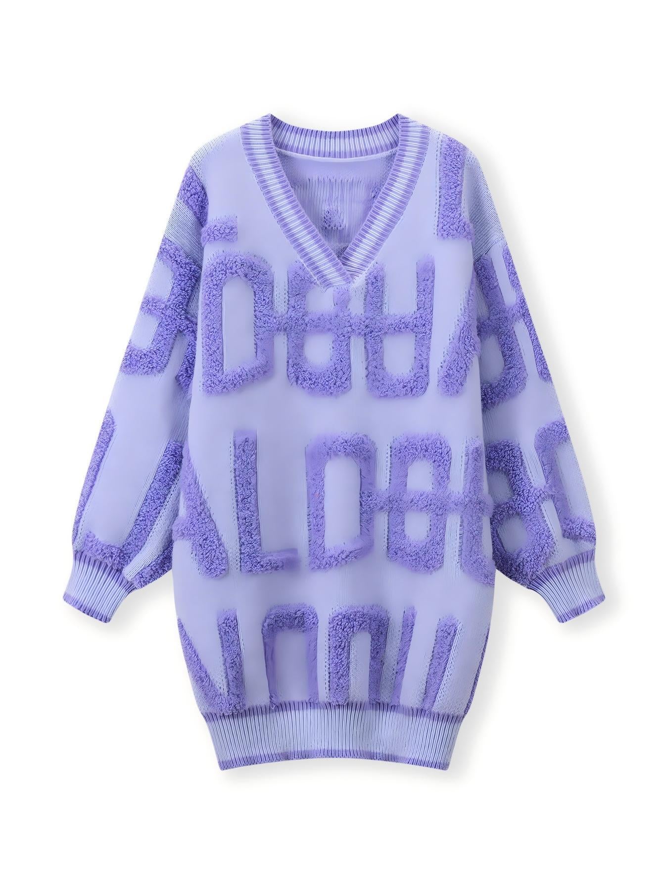 Women's Towel Embroidery Letter Loose Lazy Style Knitwear