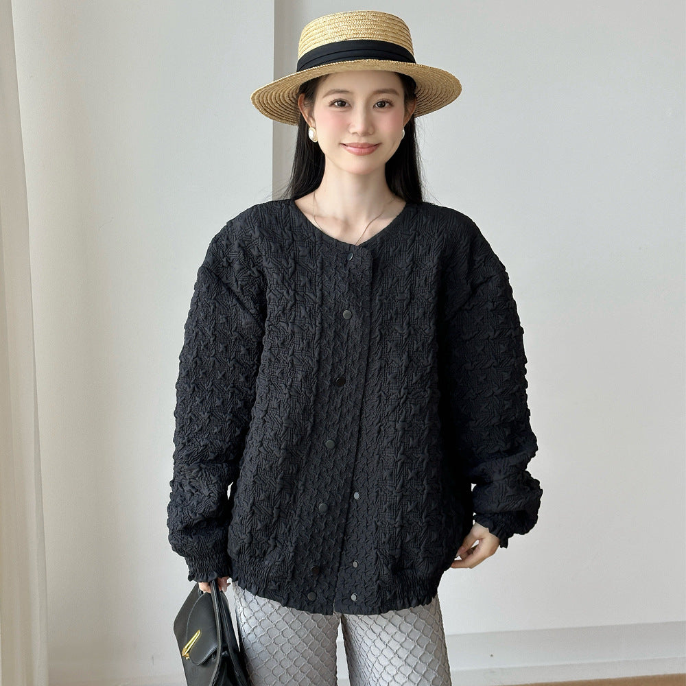 Pleated Baseball High Sense Counter Basic Style Coats