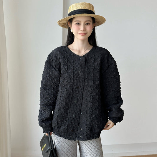 Pleated Baseball High Sense Counter Basic Style Coats