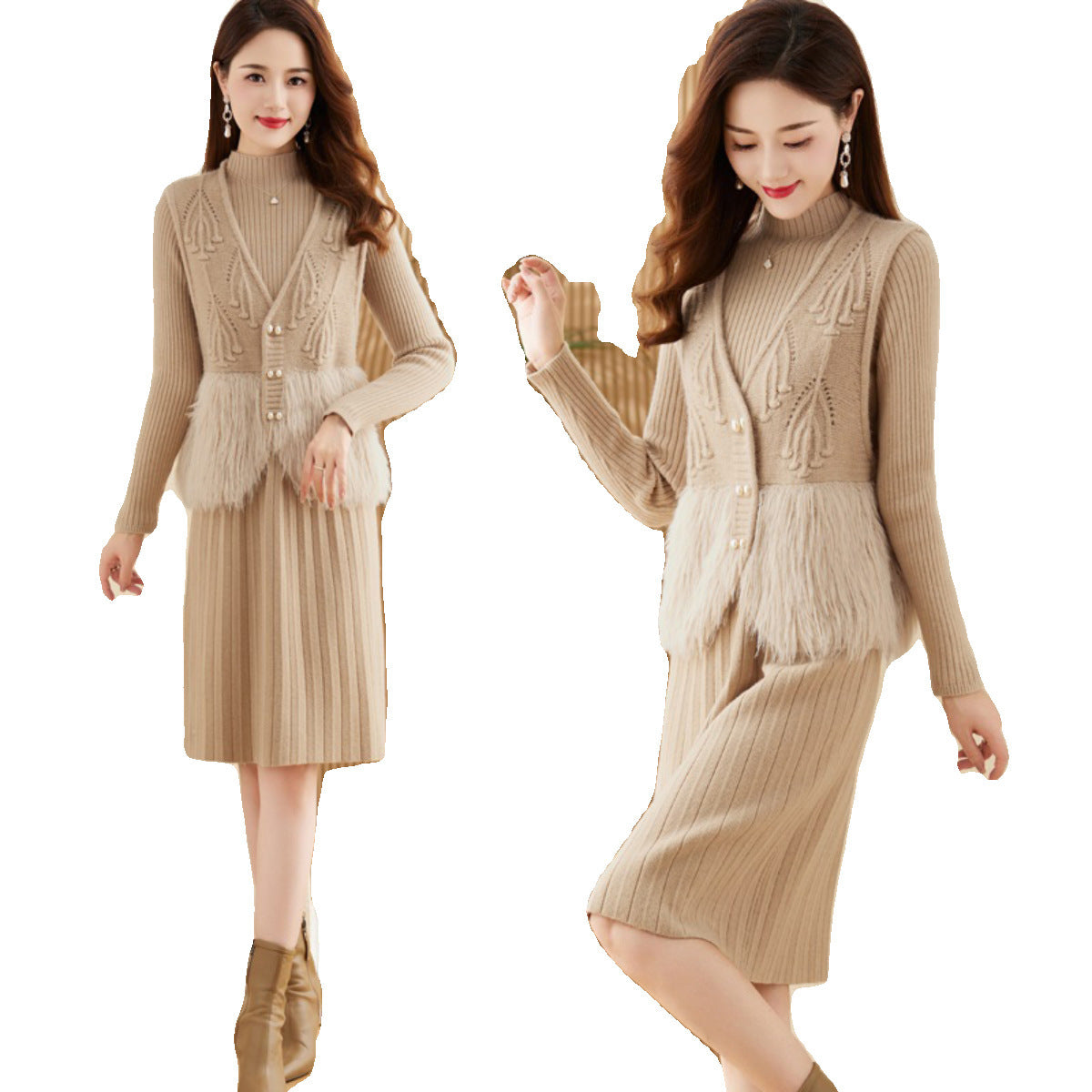 Women's Fashion High Sense Elegant Slim Looking Base Skirts