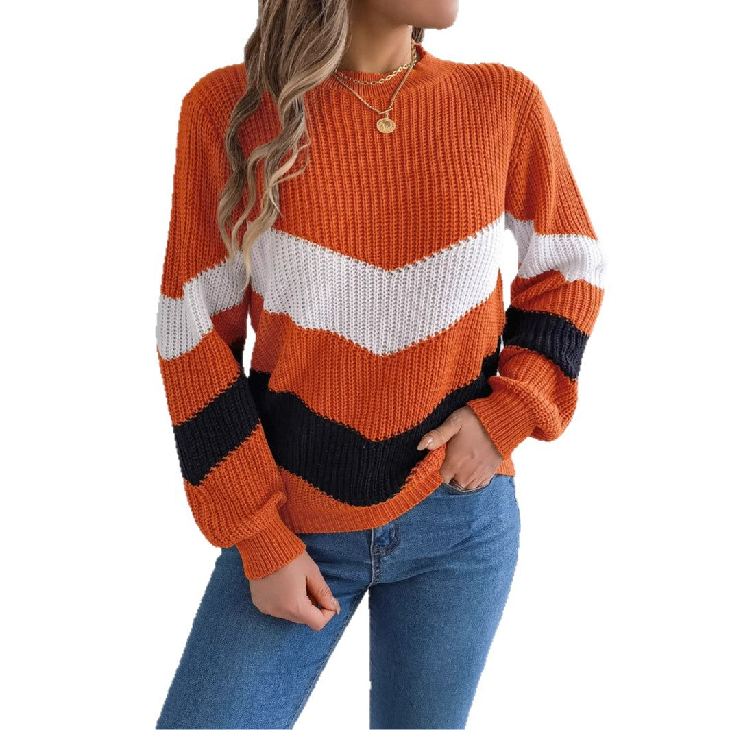 Women's Wind Casual Multicolor Lantern Long Sleeve Sweater
