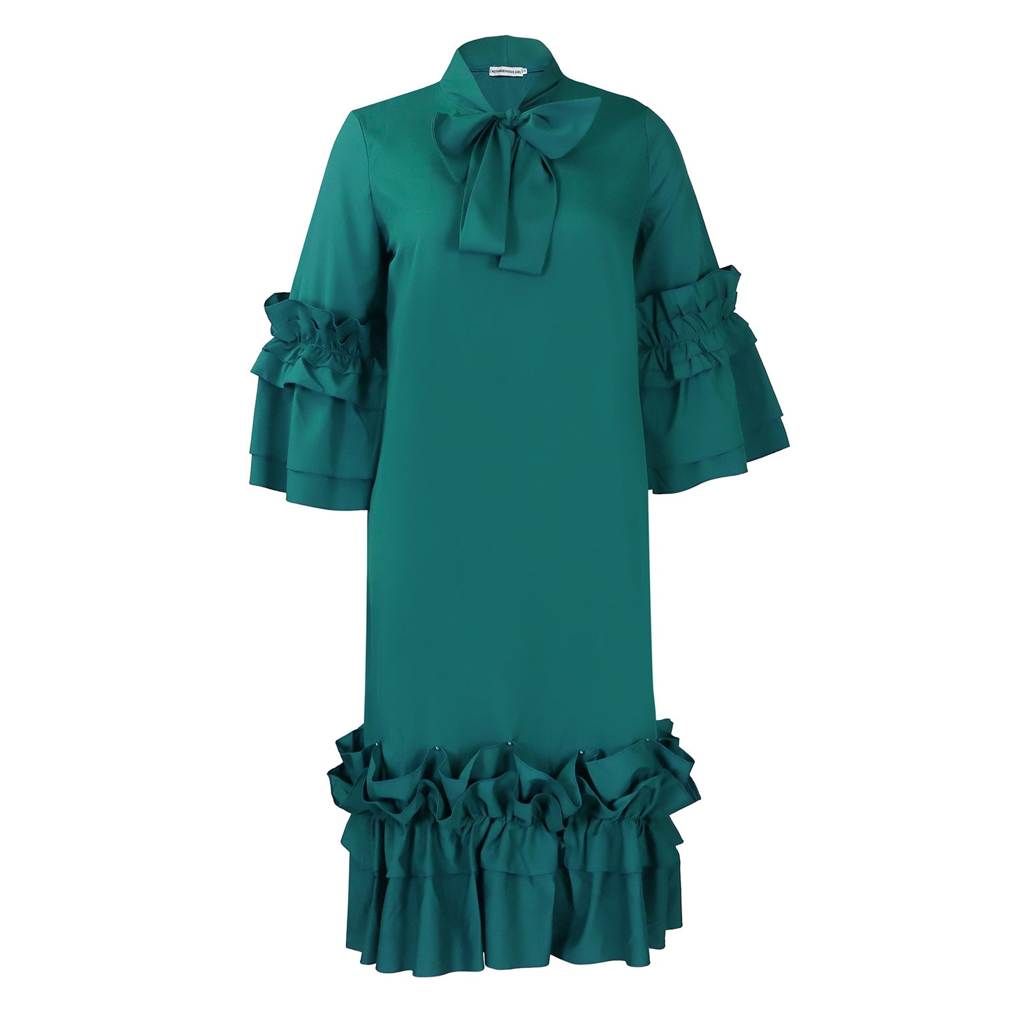 Fashion Casual Style Ruffled Flared Sleeve Plus Size