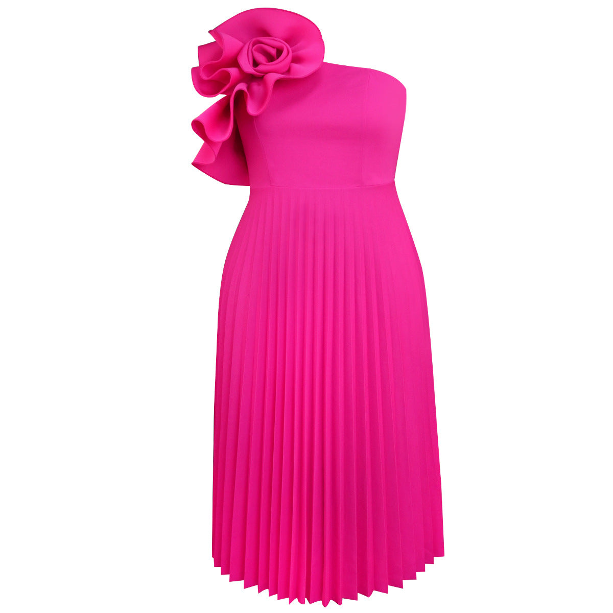 Fashion Three-dimensional Flower Dress Sexy Diagonal Dresses