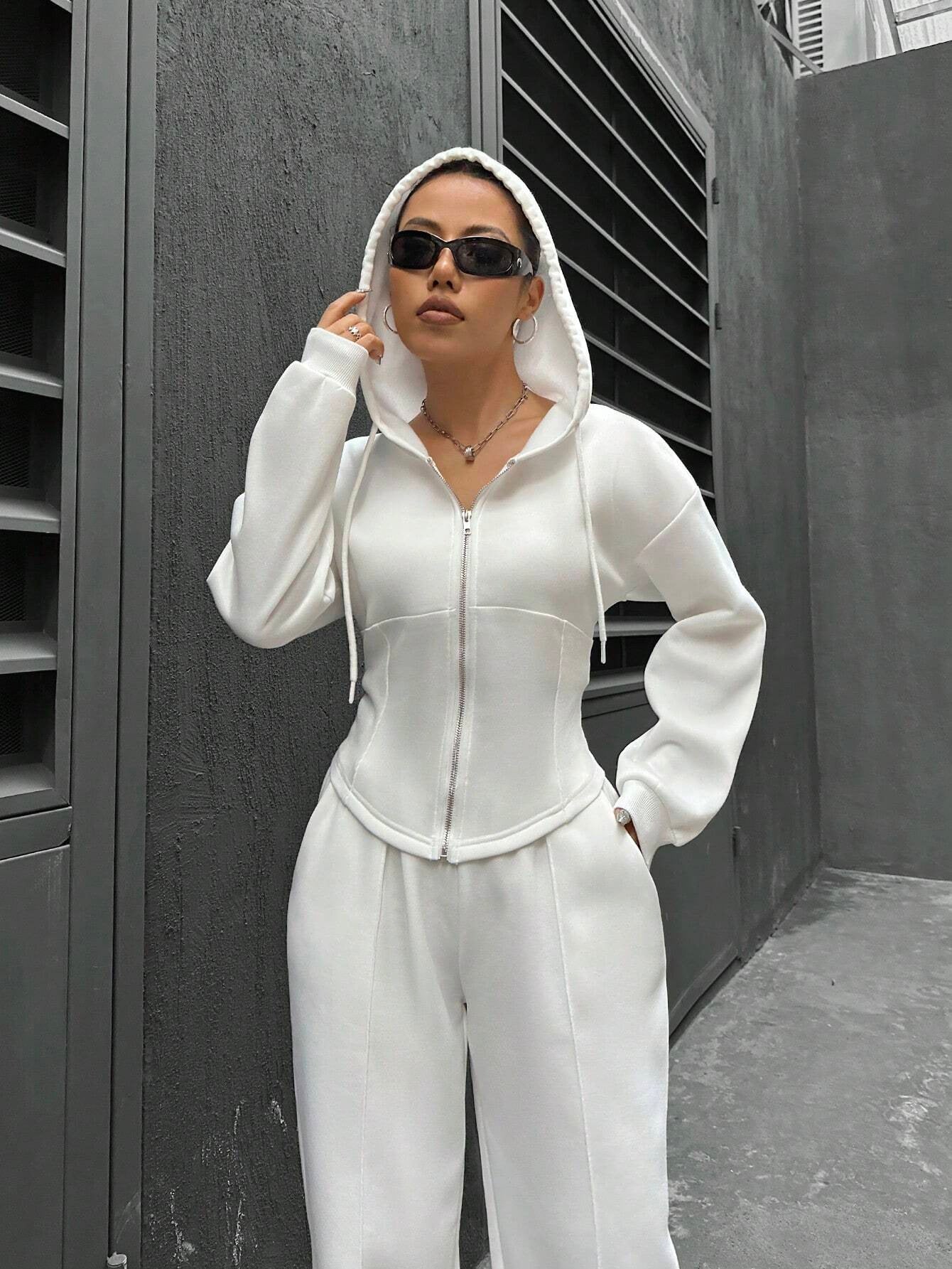 Women's Two Piece Set Trendy Hooded Slim Suits