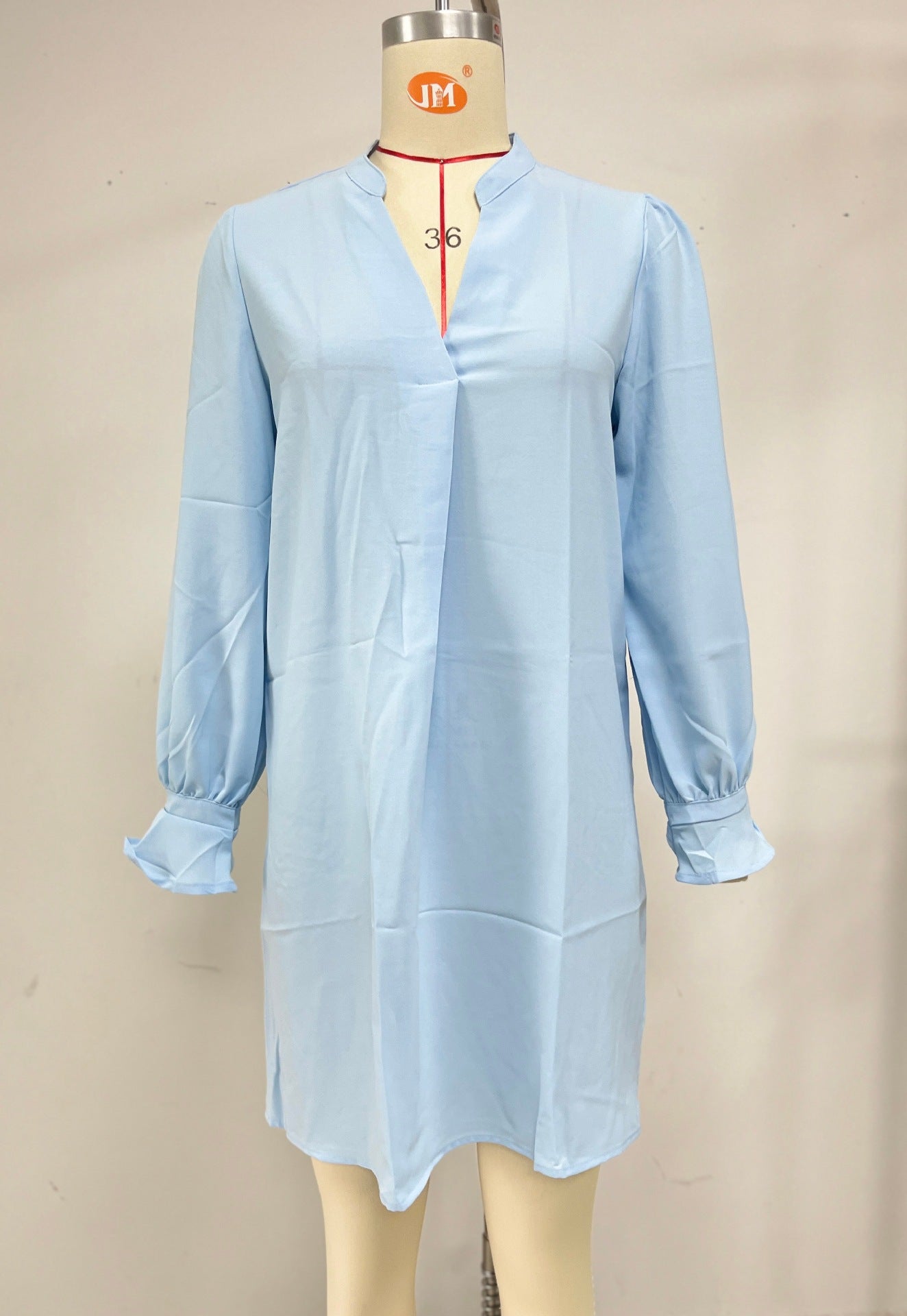 Women's Solid Color Loose Lotus Leaf Long-sleeved Dress