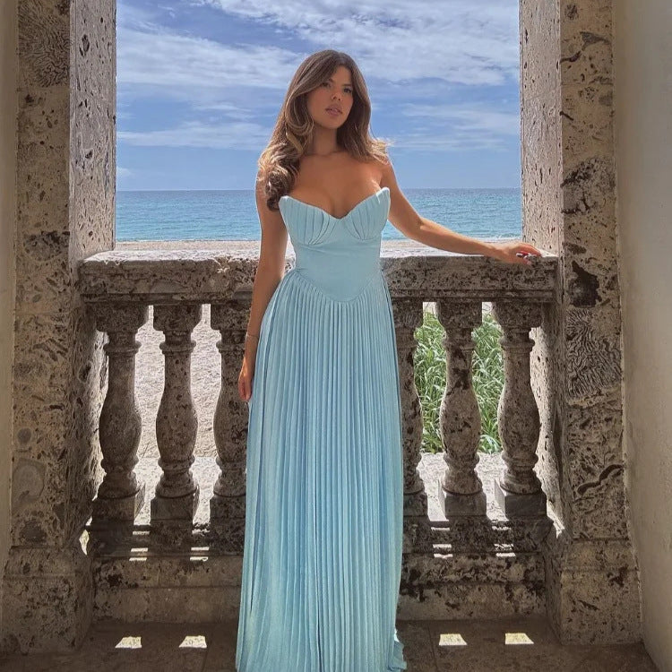 Women's Summer Graceful Tube Elegant Dress Sleeveless Dresses