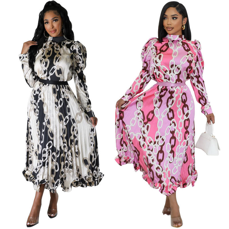Versatile Women's Fashionable Autumn Long-sleeved Pleated Skirts
