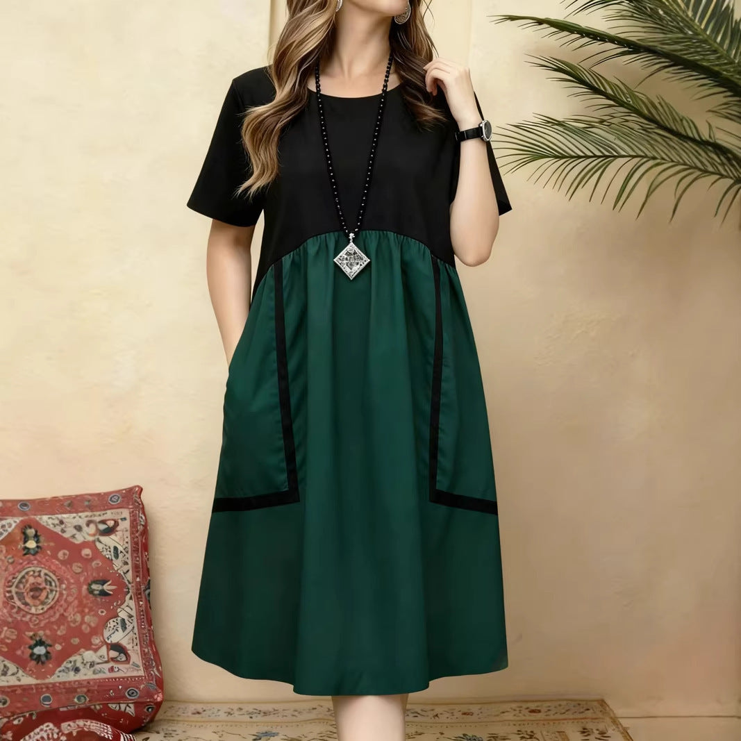 Summer Contrast Stitching Sleeves Large Loose Solid Shorts