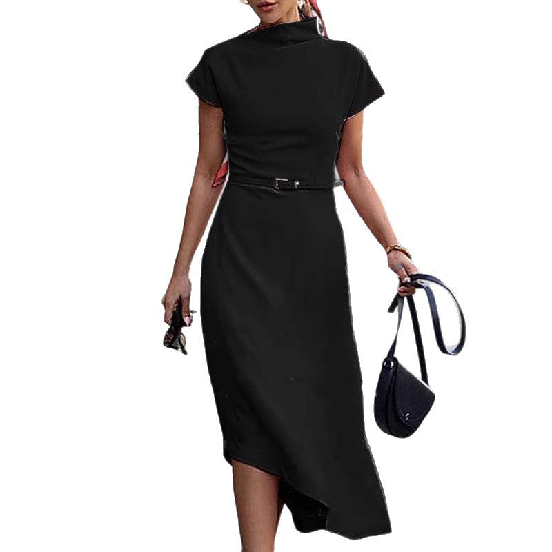 Popular Unique Solid Color Temperament Commute Dress