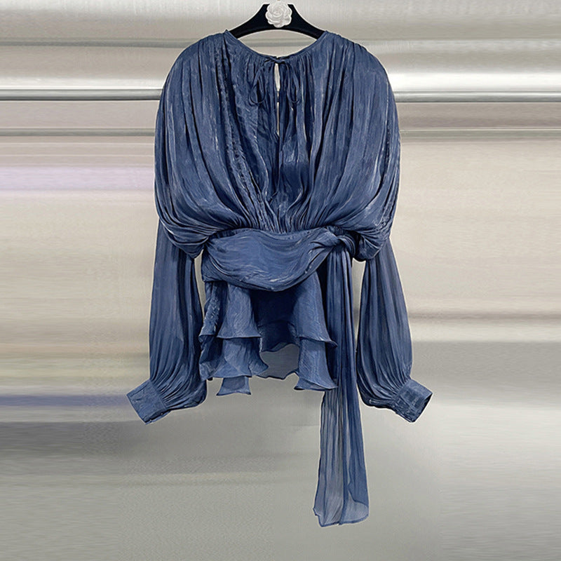 Women's Summer French Style Loose Long Sleeve Vacation Ruffled Dress