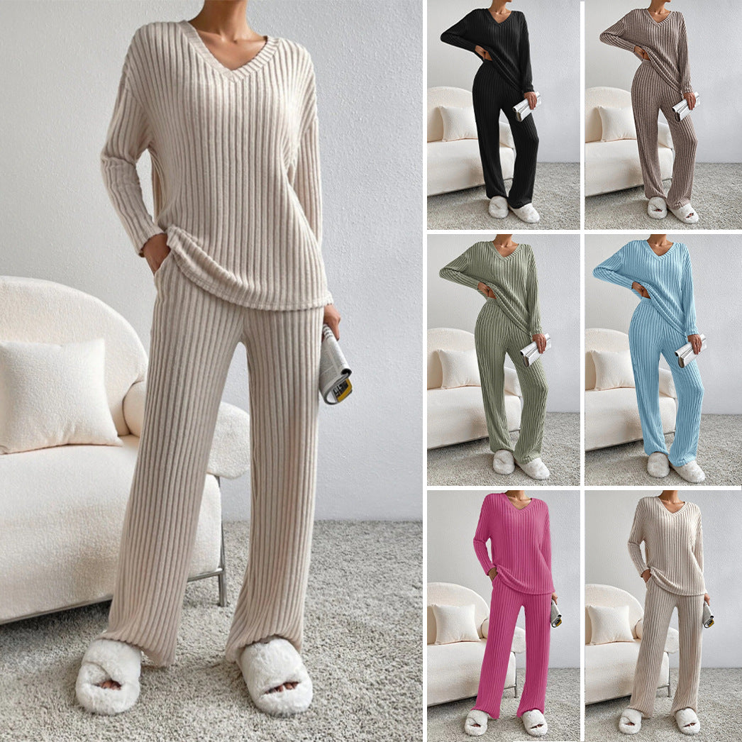 Women's Two-piece Autumn Straight Loose Temperament Sunken Stripe Fashion Casual Suit