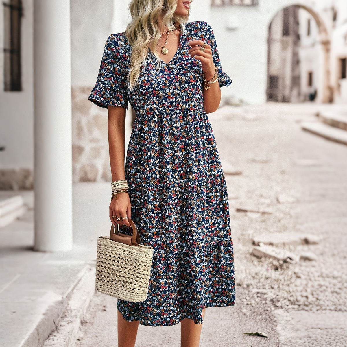 Women's Design Printed Sleeve Summer Fashion Dress