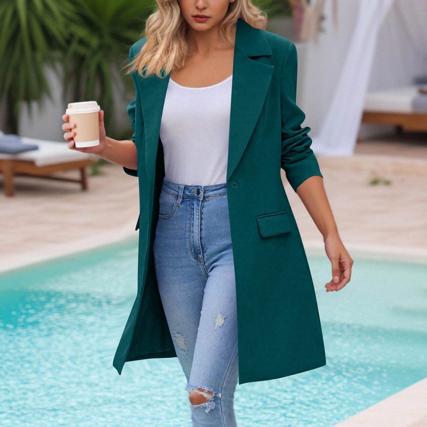 Women's Autumn Long Sleeve Solid Color Trench Coats