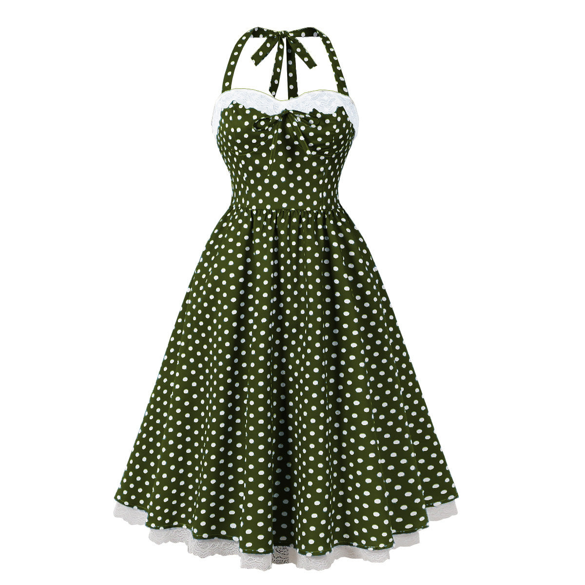 Women's Polka Dots Retro Dress With Suspenders Dresses