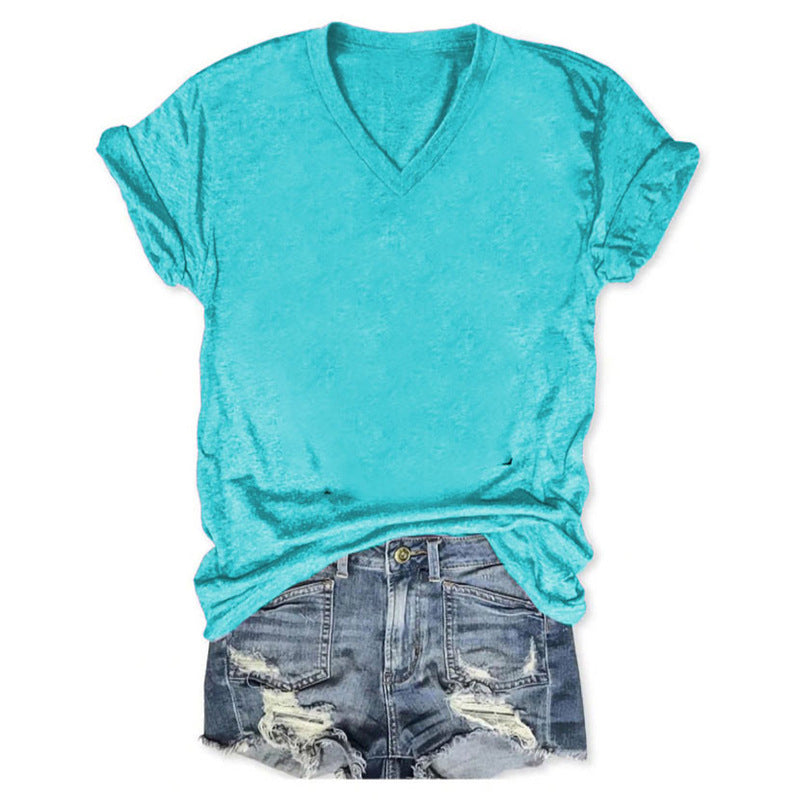 Women's Casual Loose Pullover Short-sleeved T-shirt Printed Blouses