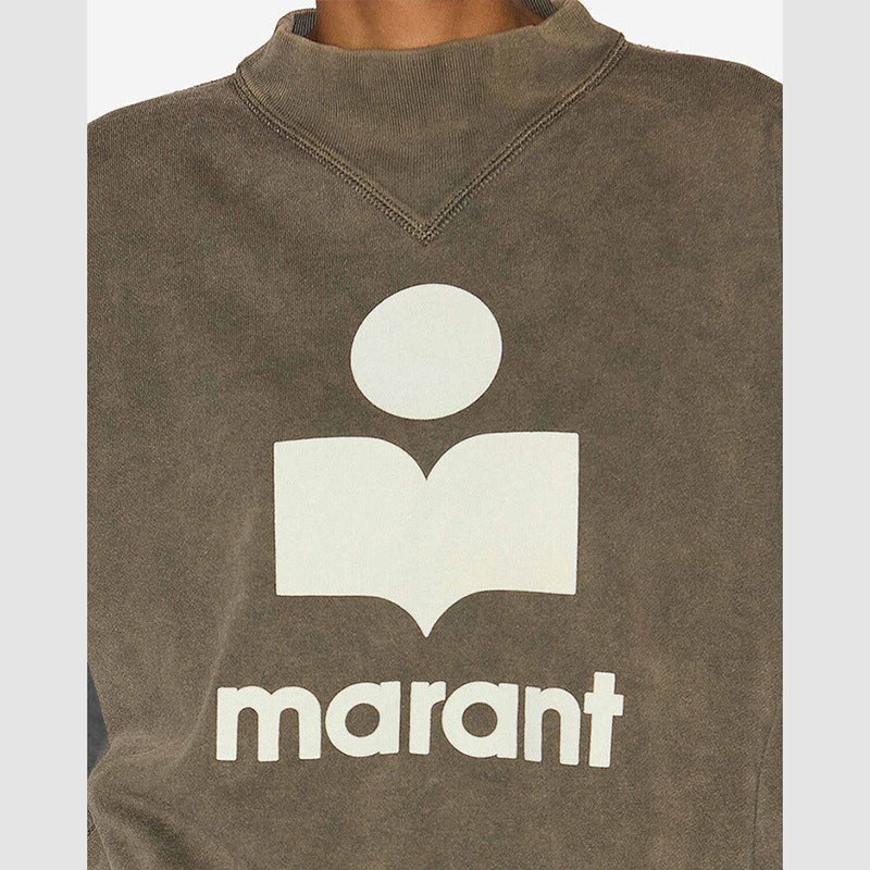 Women's Niche Flocking Stand Collar Dyed Washed Sweaters