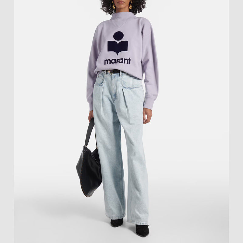 Women's Early Autumn North American Niche Classic Flocking Stand Collar Sweaters