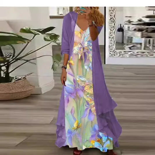 Women's Inner Dress Two-piece Chiffon Printed Dresses