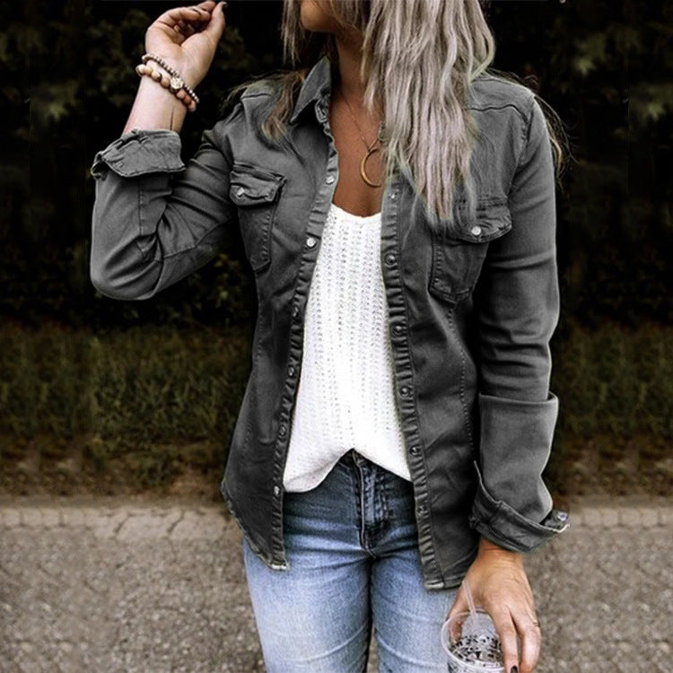 Popular Versatile Attractive Denim Shirt Mid-length Jackets
