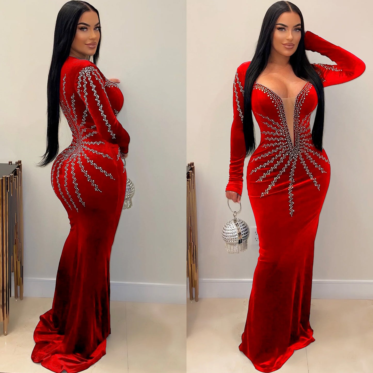 Women's Sexy Nightclub Party Long-sleeved Dress Fishtail Dresses