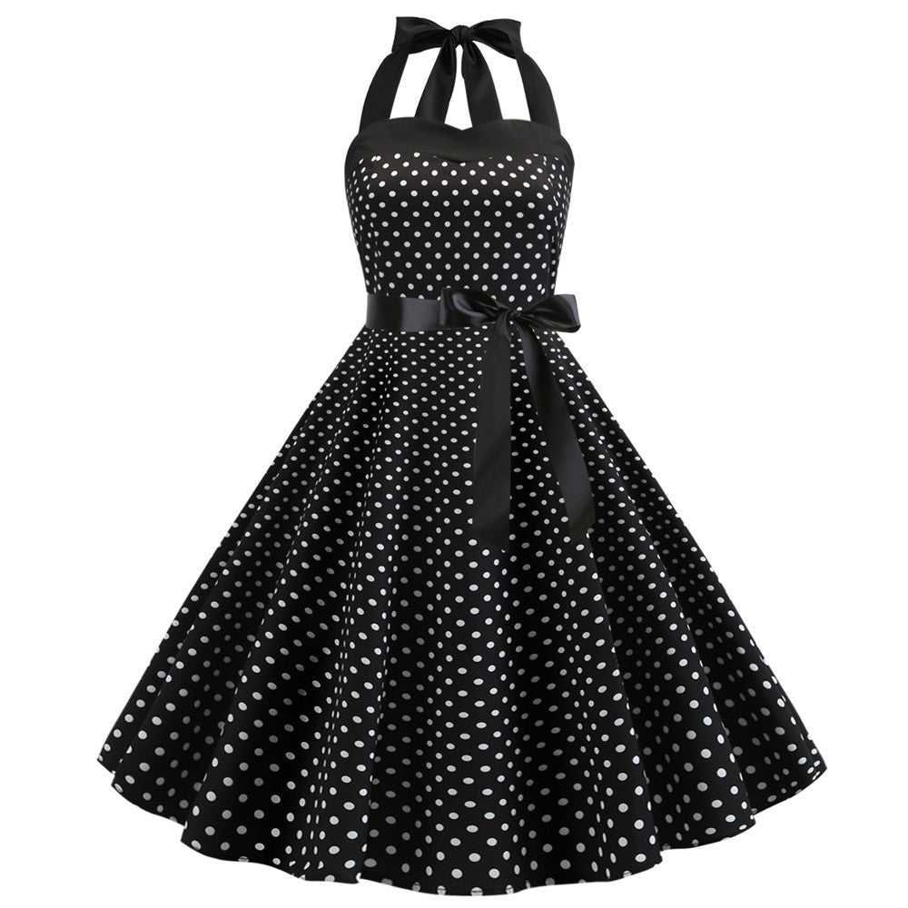 Polka Dot Strap Retro Sexy Bandeau Halter Large Skirts