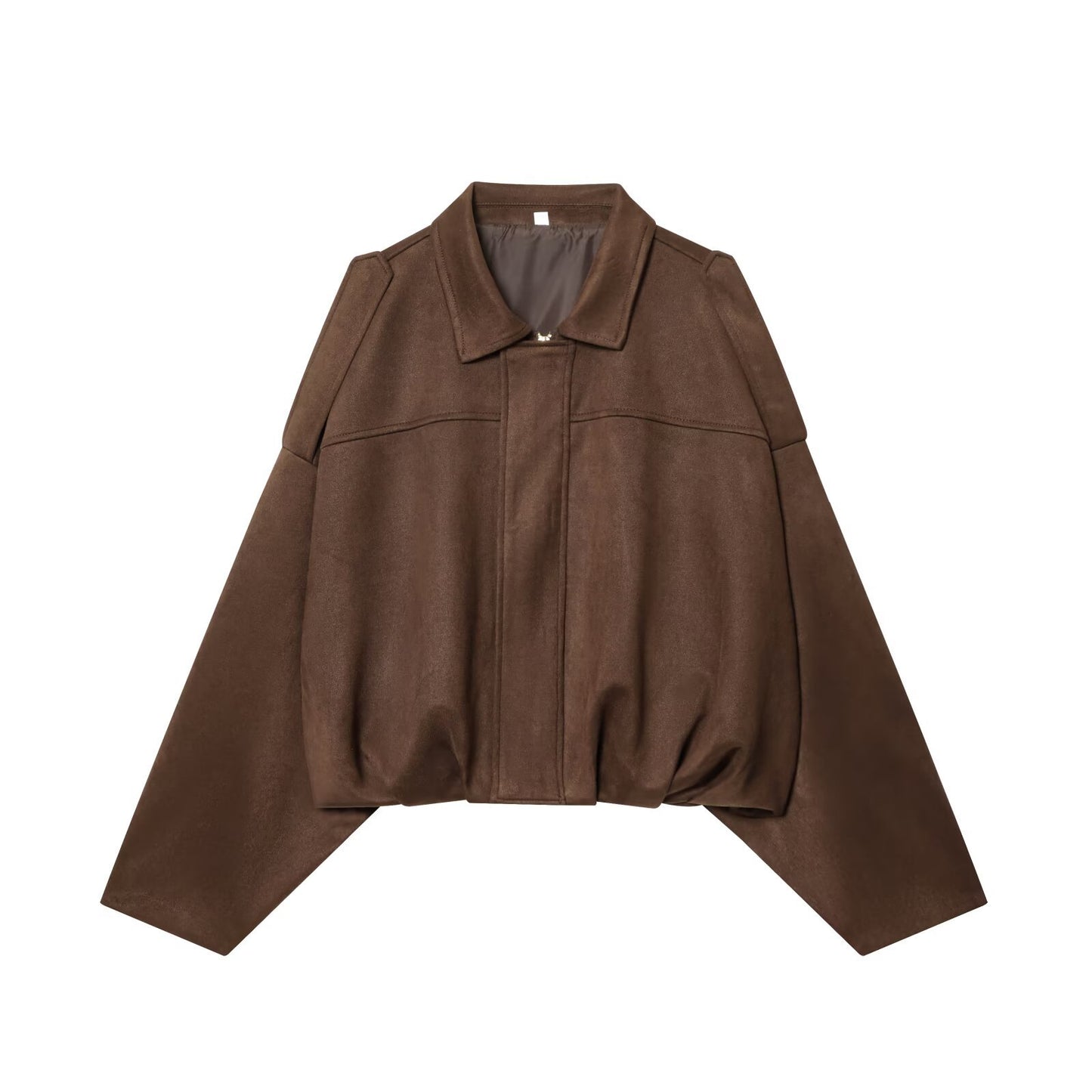 Women's Pilot Batwing Sleeve Loose Zip Suede Jackets