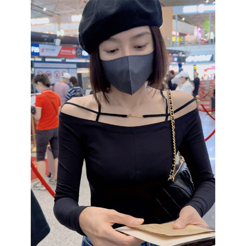 Women's Lan Design Sense T-shirt Bottoming Shirt Tops