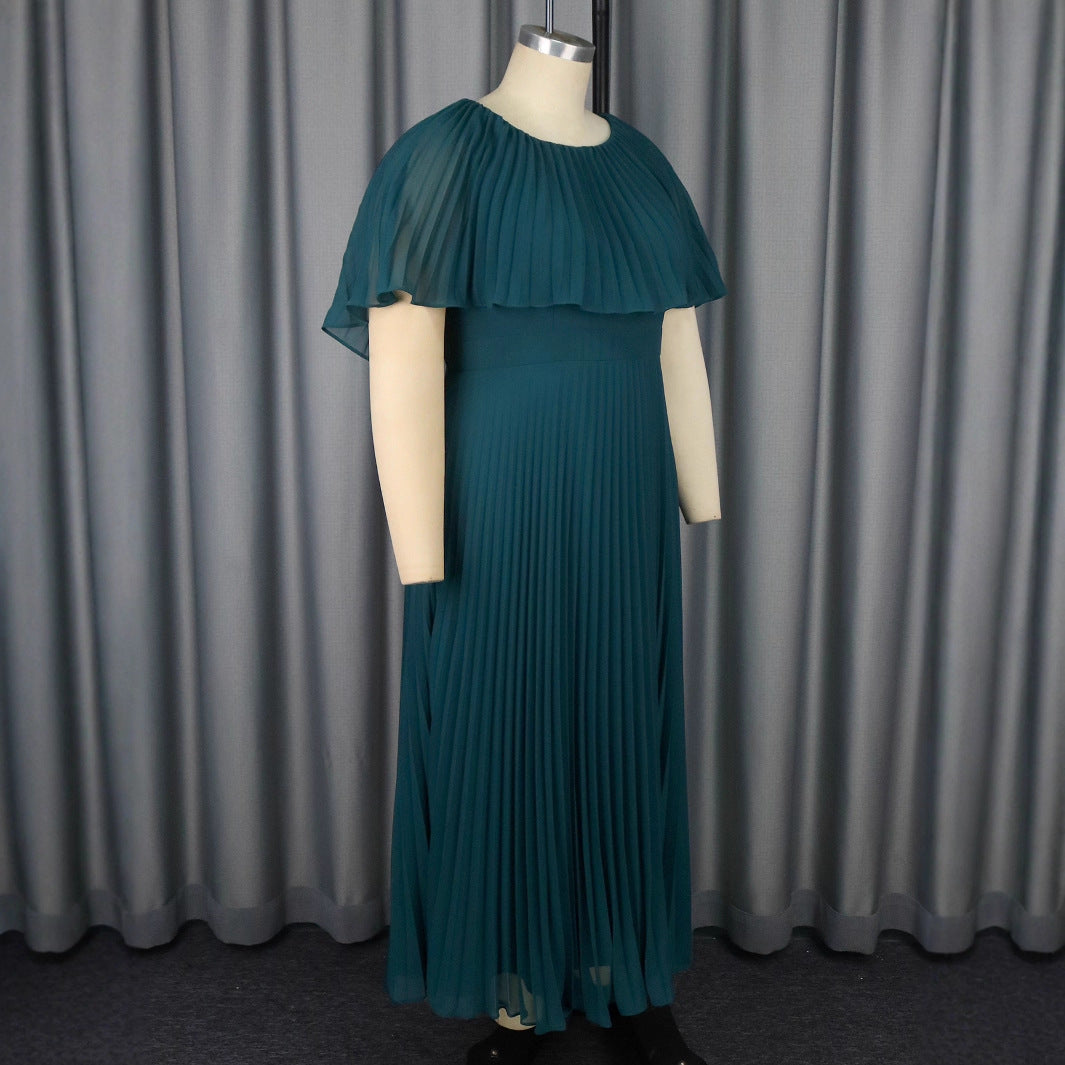 Neck Cape Sleeve Dress Fashionable Elegant Skirts