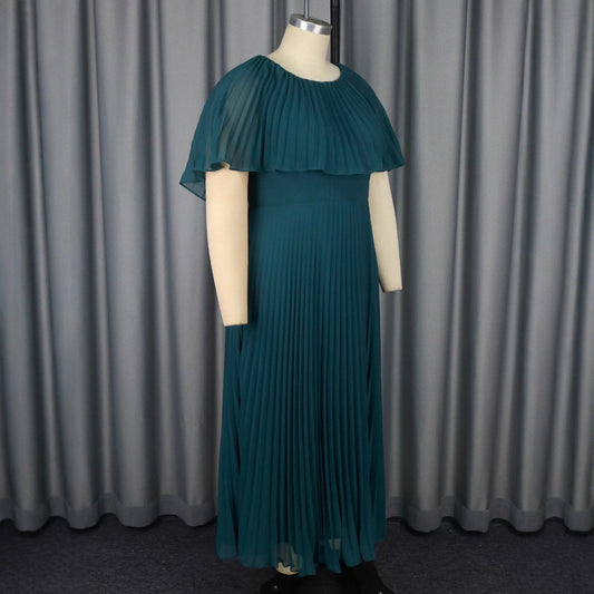 Neck Cape Sleeve Dress Fashionable Elegant Skirts