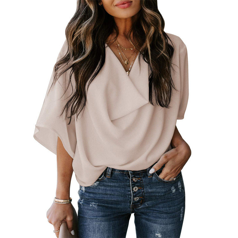 Women's Chiffon Shirt Loose Casual T-shirt Blouses