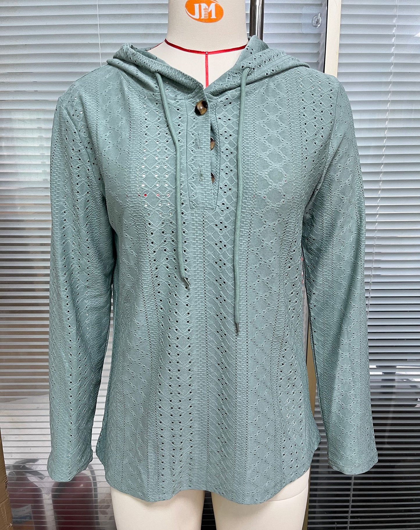 Women's Solid Color Buttons Hooded Loose Long Women's Sweater, Sweater