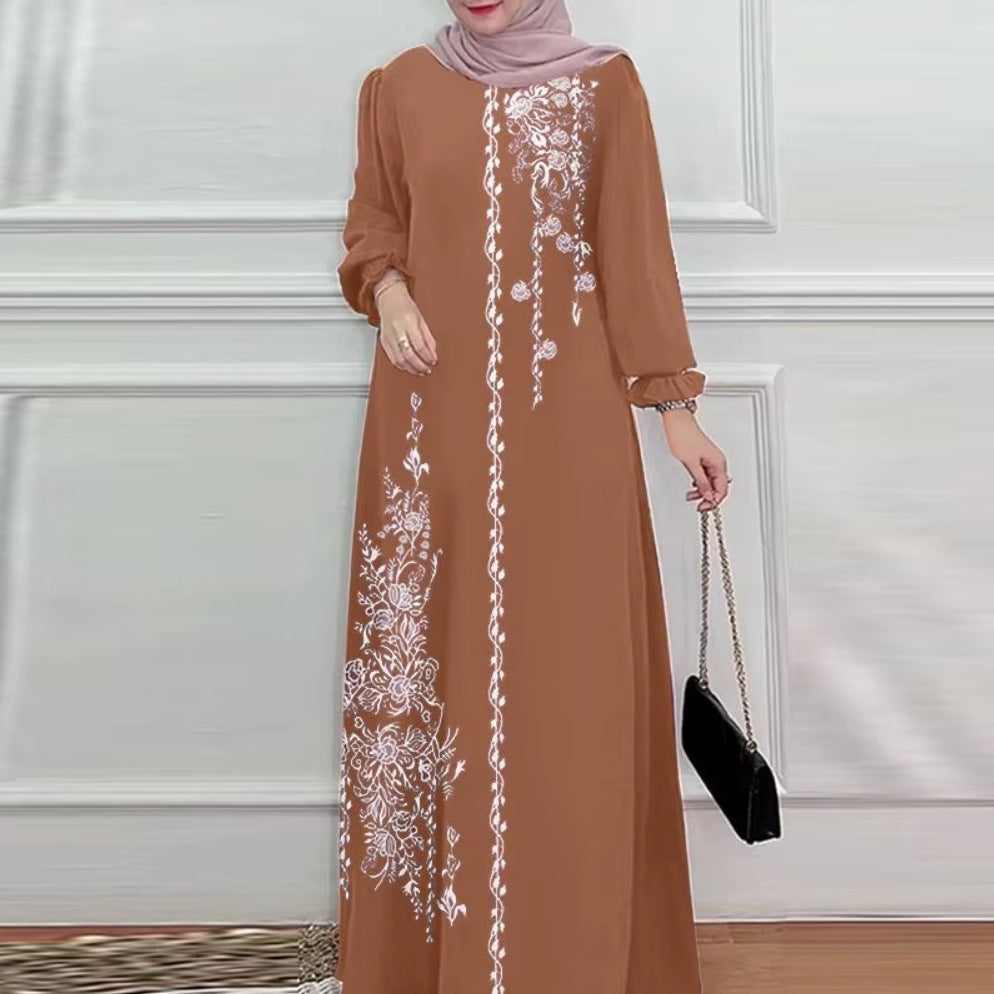 Positioning Printing Ethnic Style Retro Loose Dresses