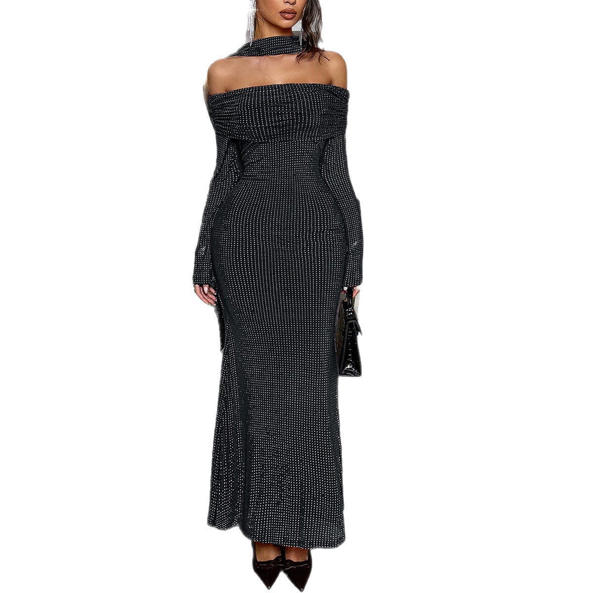 Women's Elegant Style Tube Long Sleeve Narrow Tops