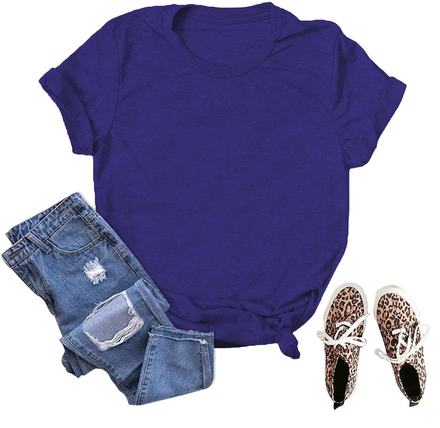 Women's & Men's & Solid Color Blank Loose T-shirt Blouses
