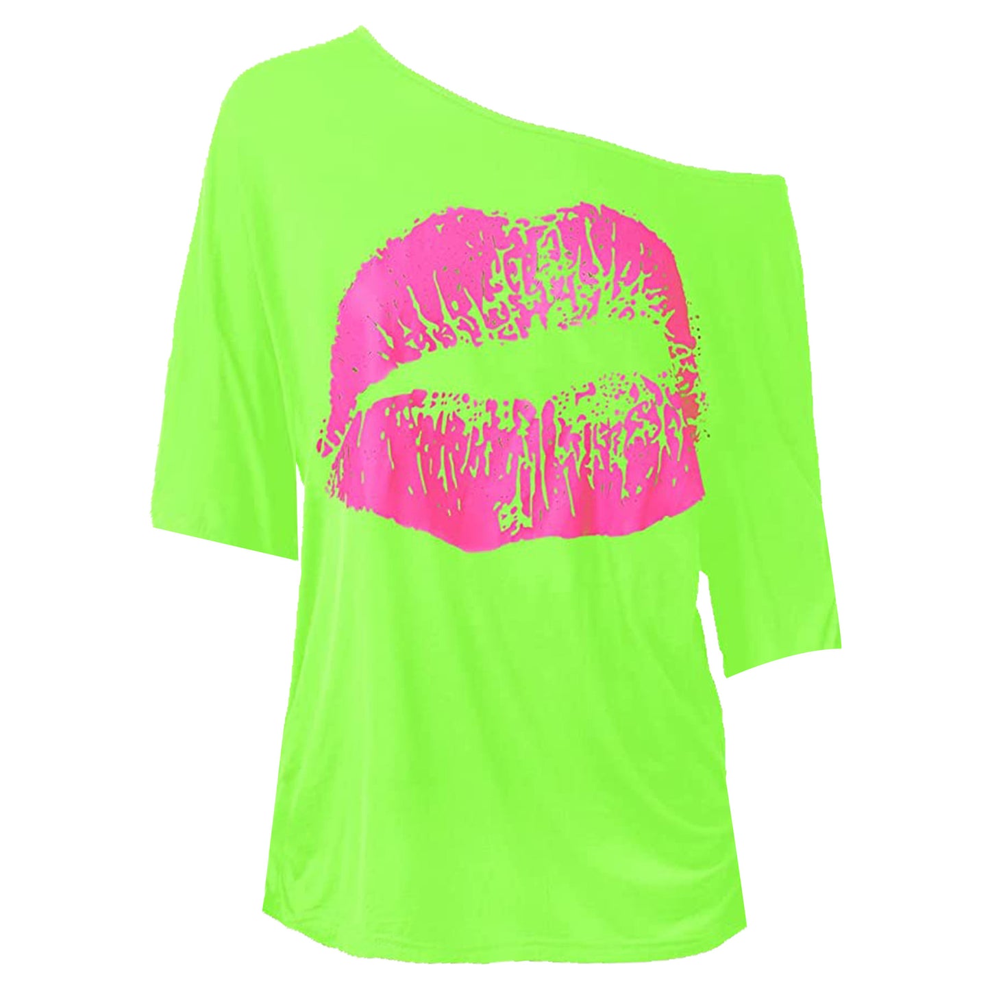 Women's Nostalgic Big Lip Printings Generation Shoulder Clothing
