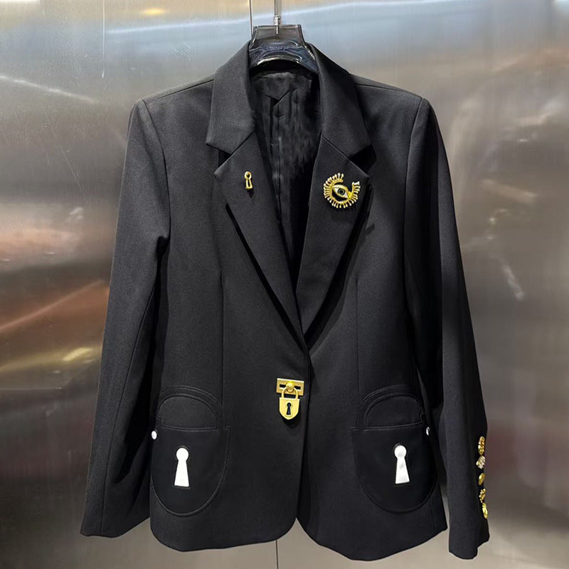 Design Solid Color Elegant Small Female Autumn Diligent Blazers