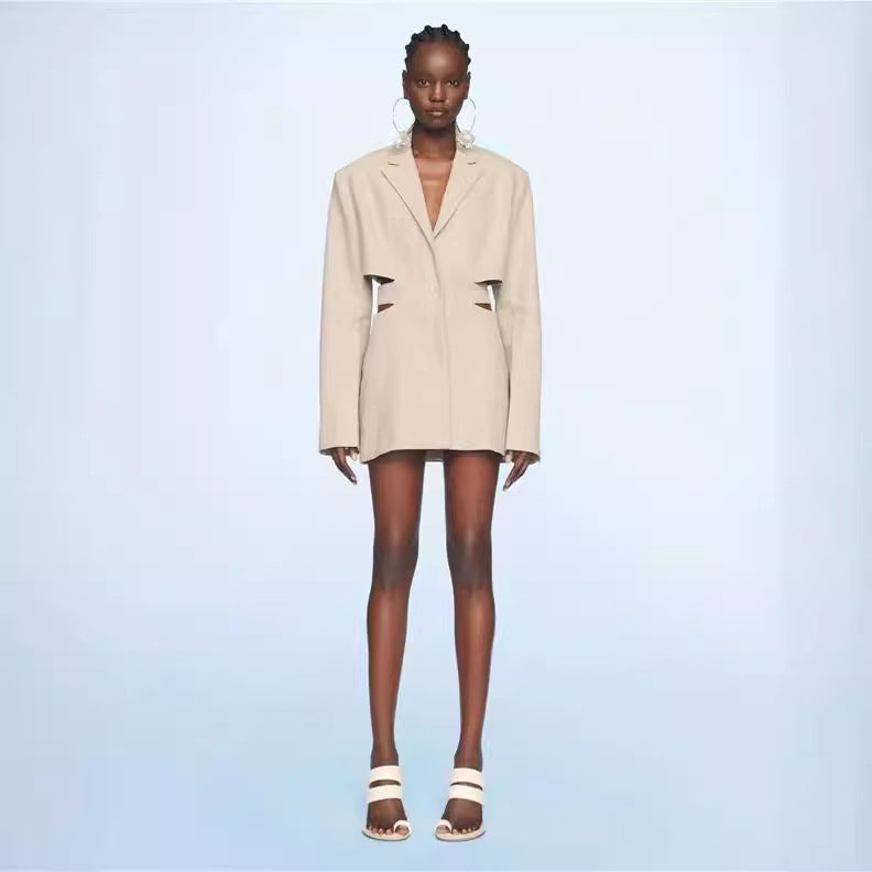 Niche Machine Midriff Slimming One Button Dress Coats