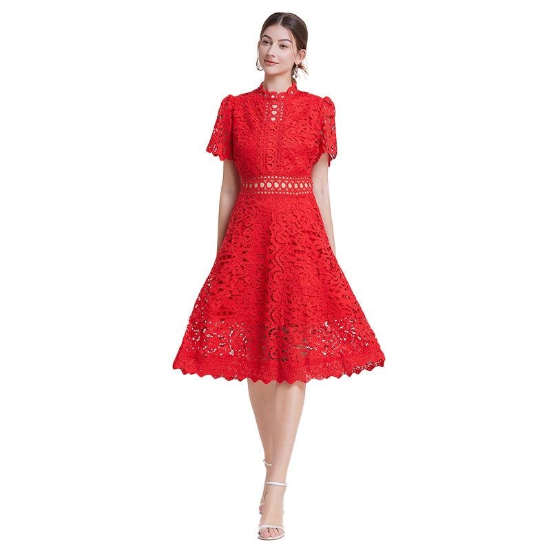 Elegant Lace French Style High-grade Hollow Dresses