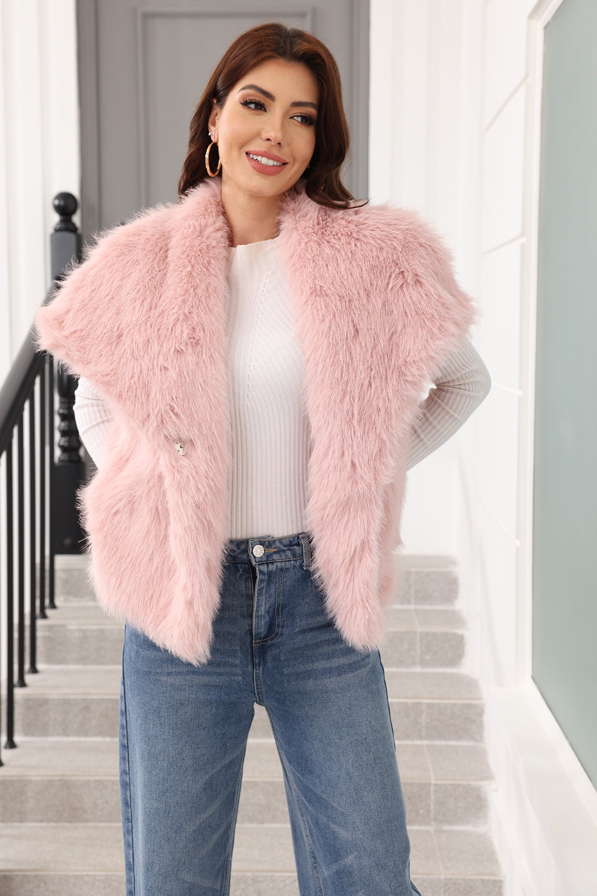 Women's Large Lapel Seven Colors Optional Faux Coats