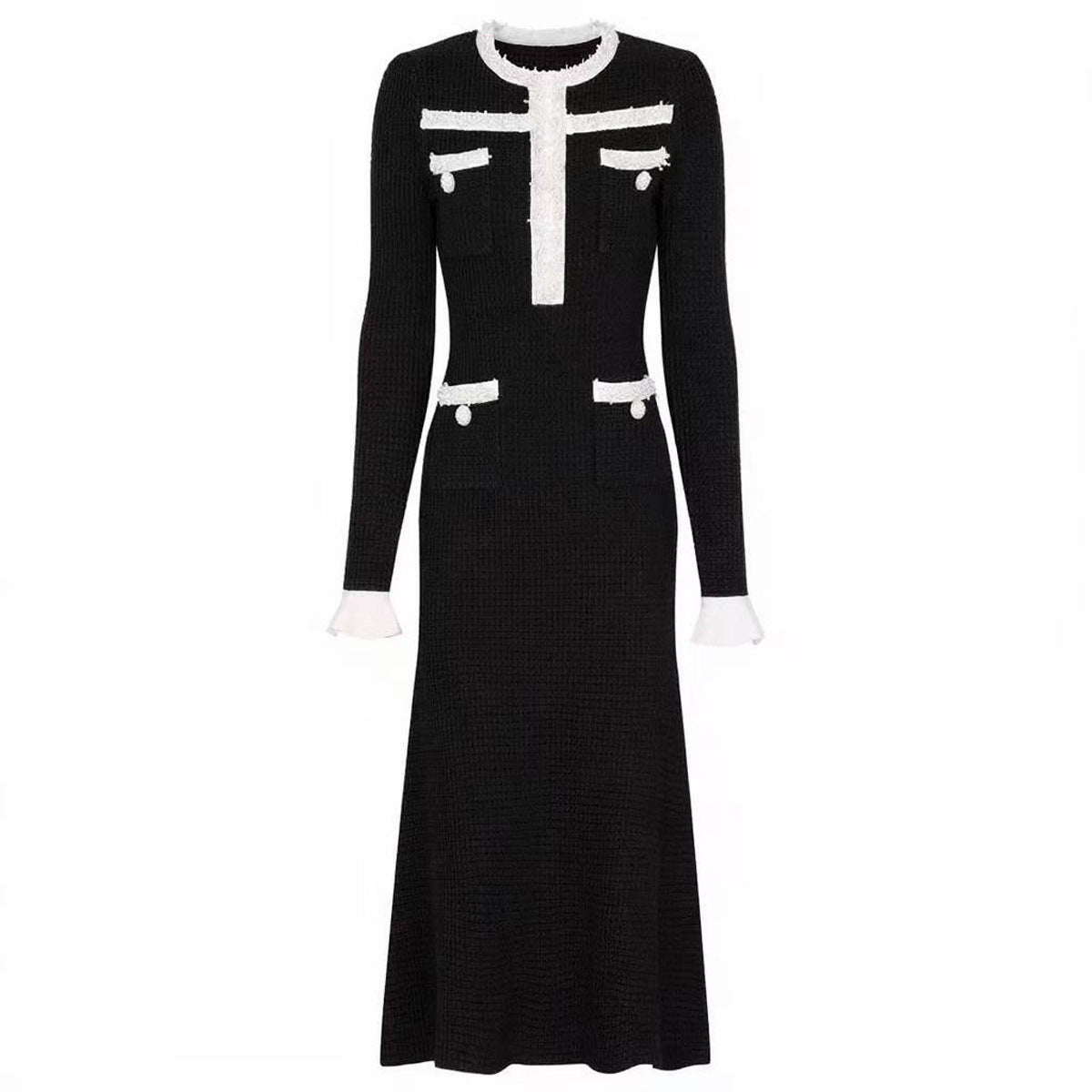 Fashionable Knitted Handmade Beaded Slim Fit Slimming Dresses