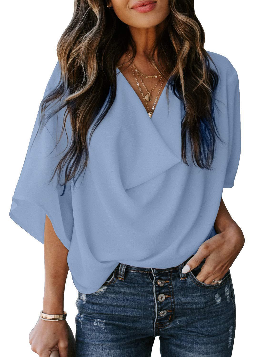 Women's Chiffon Shirt Loose Casual T-shirt Blouses