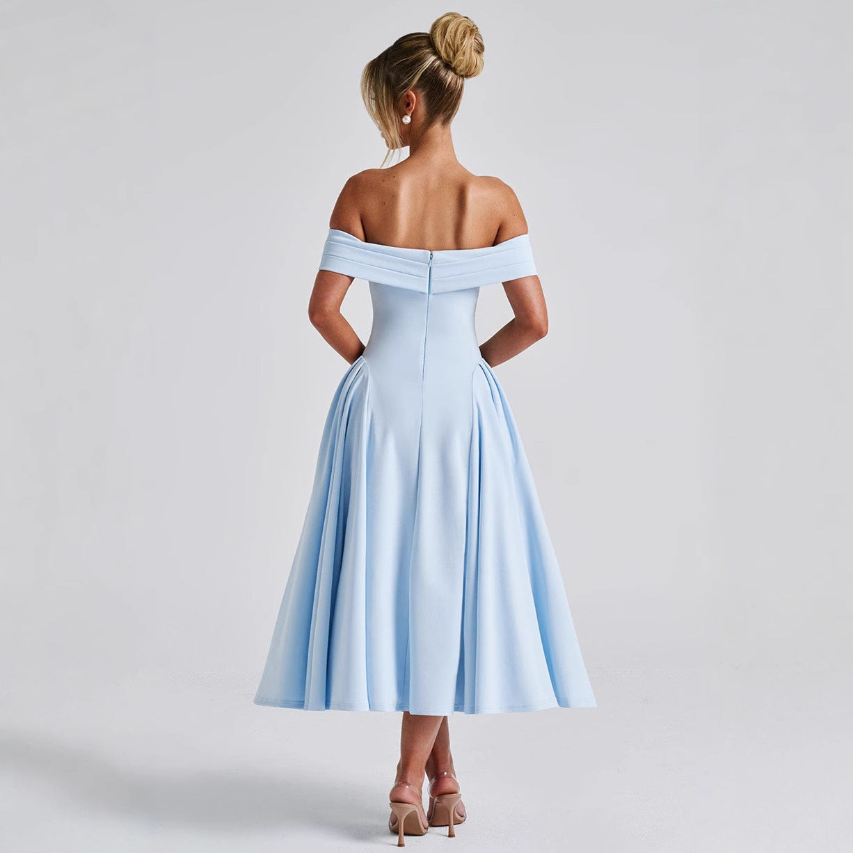 Women's Spring Fashion Sexy Backless Pure Color Dresses